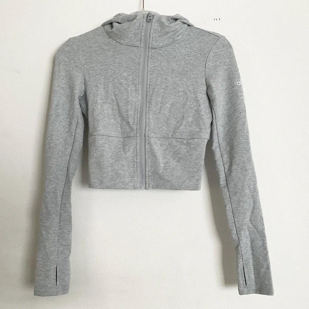 Alo Yoga Sway Full Zip Hoodie Athletic Heather Grey S
